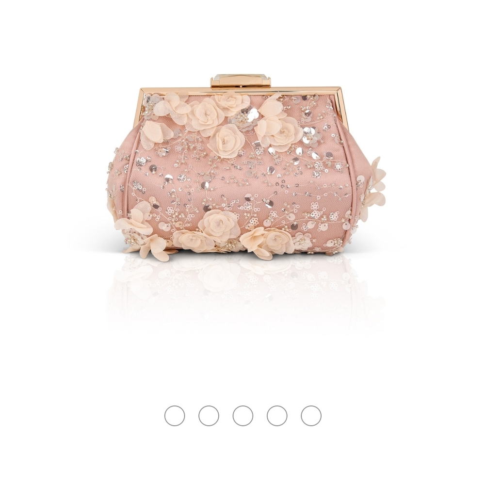 Badgley Mischka Pink Textured Clutch - Picture 2 of 8